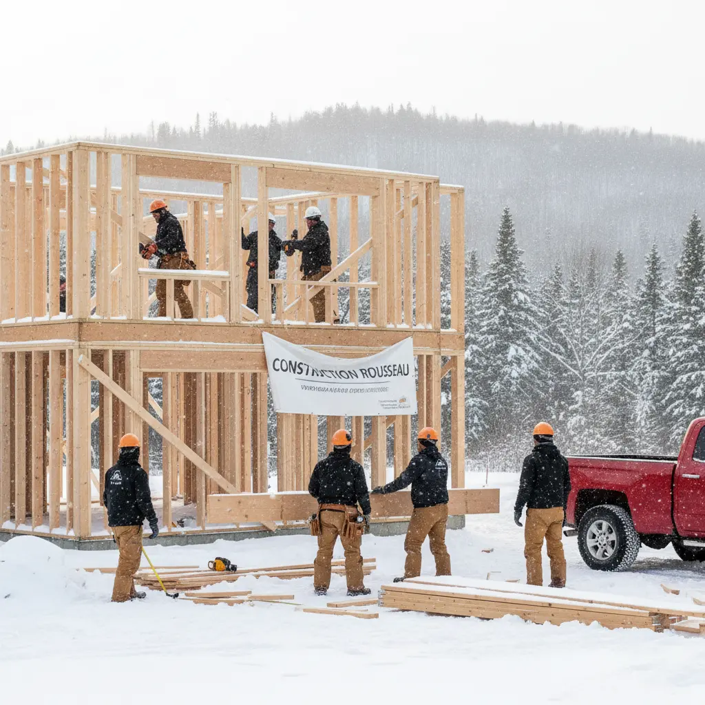 Charpente de bois résidentielle en construction au Québec