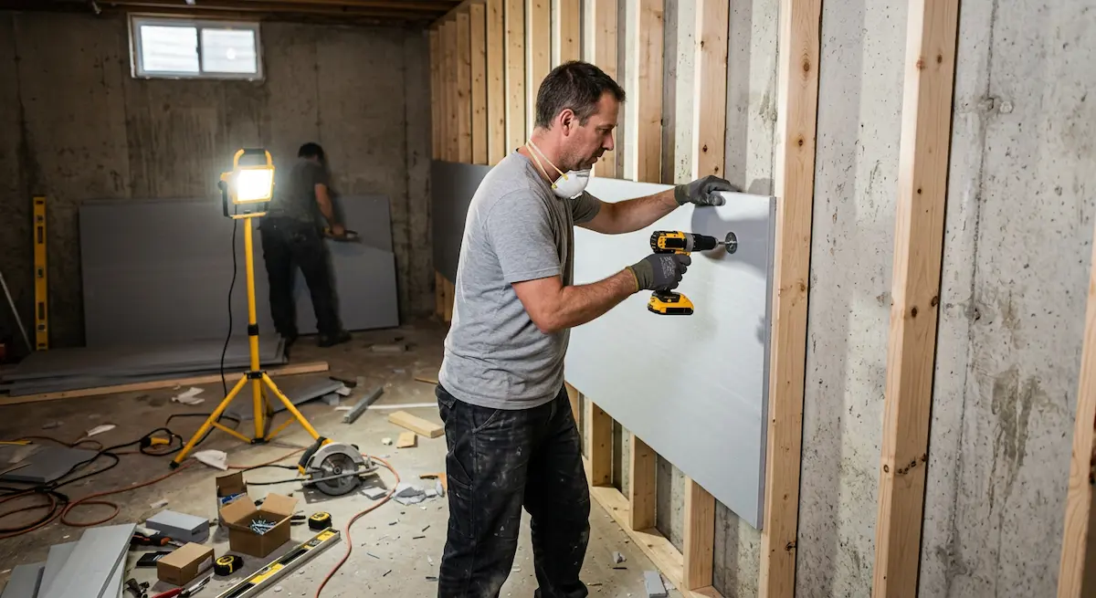 Isolation des murs de fondation pendant la rénovation d'un sous-sol au Québec